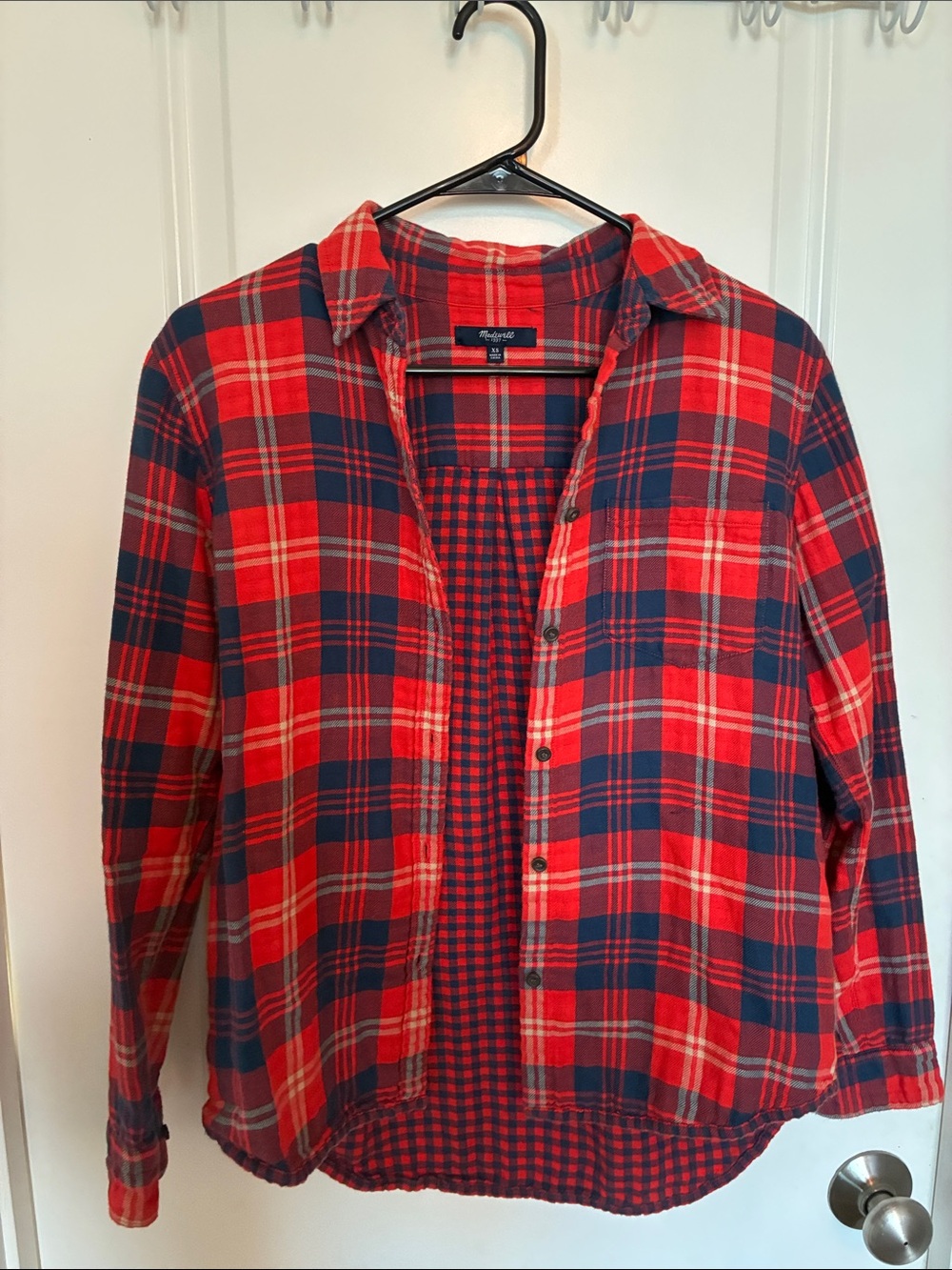Madewell Red & Blue Plaid Button-Up Shirt